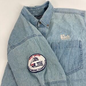Vintage Men's Rivers End Trading Co Denim Short Sleeve Trucking Patch Size Small